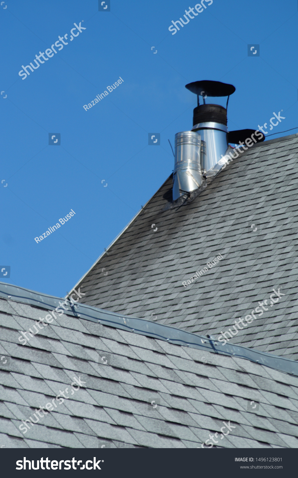 Fragment Pitched Roof Tin Chimney On Stock Photo Edit Now 1496123801