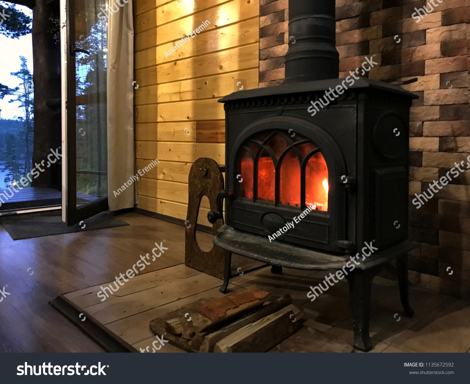 Fragment Interior Country House Iron Furnace Stock Photo Edit Now