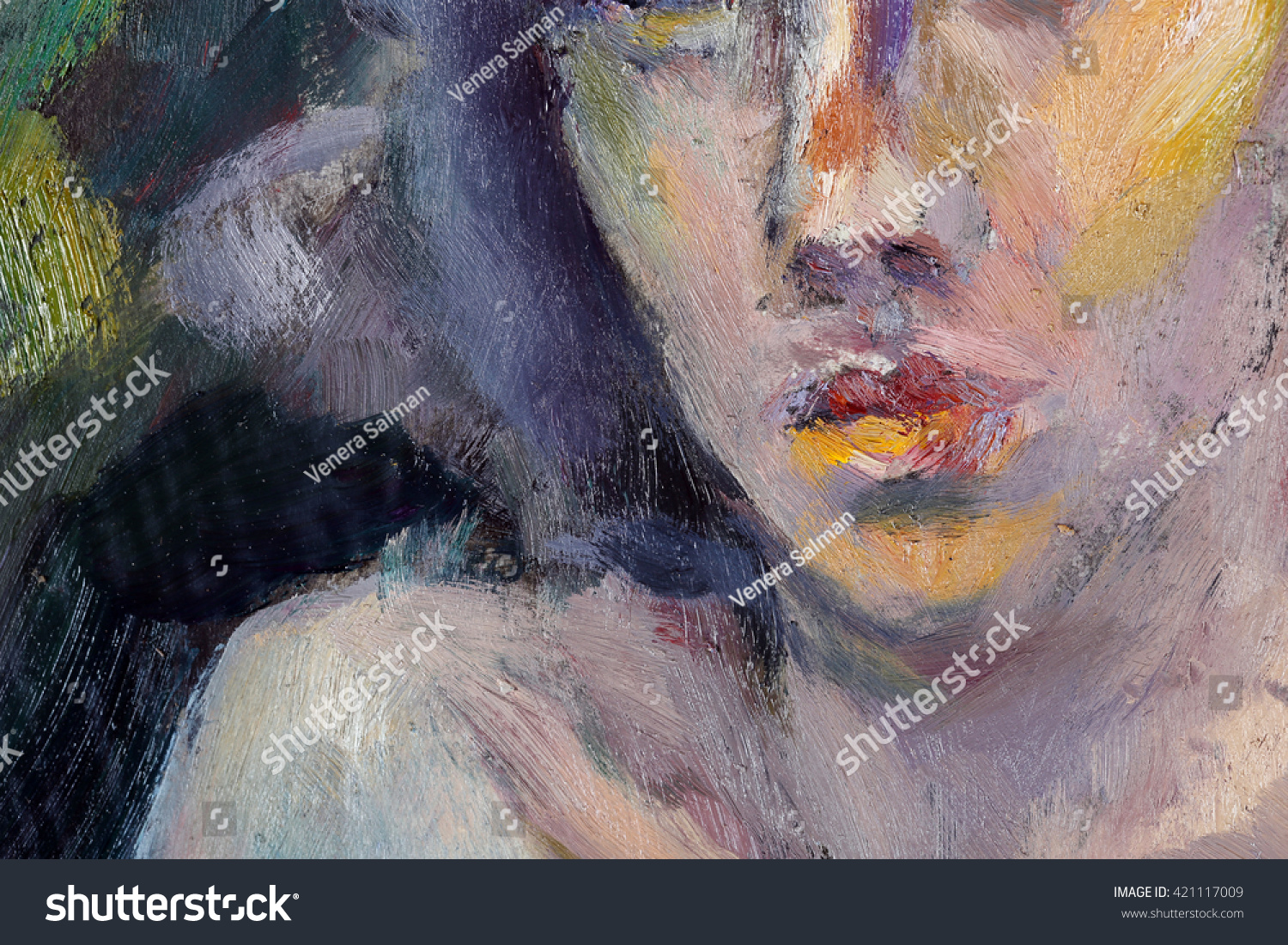 Ilustrasi Stok Fragment Oil Painting Naked Woman Shutterstock