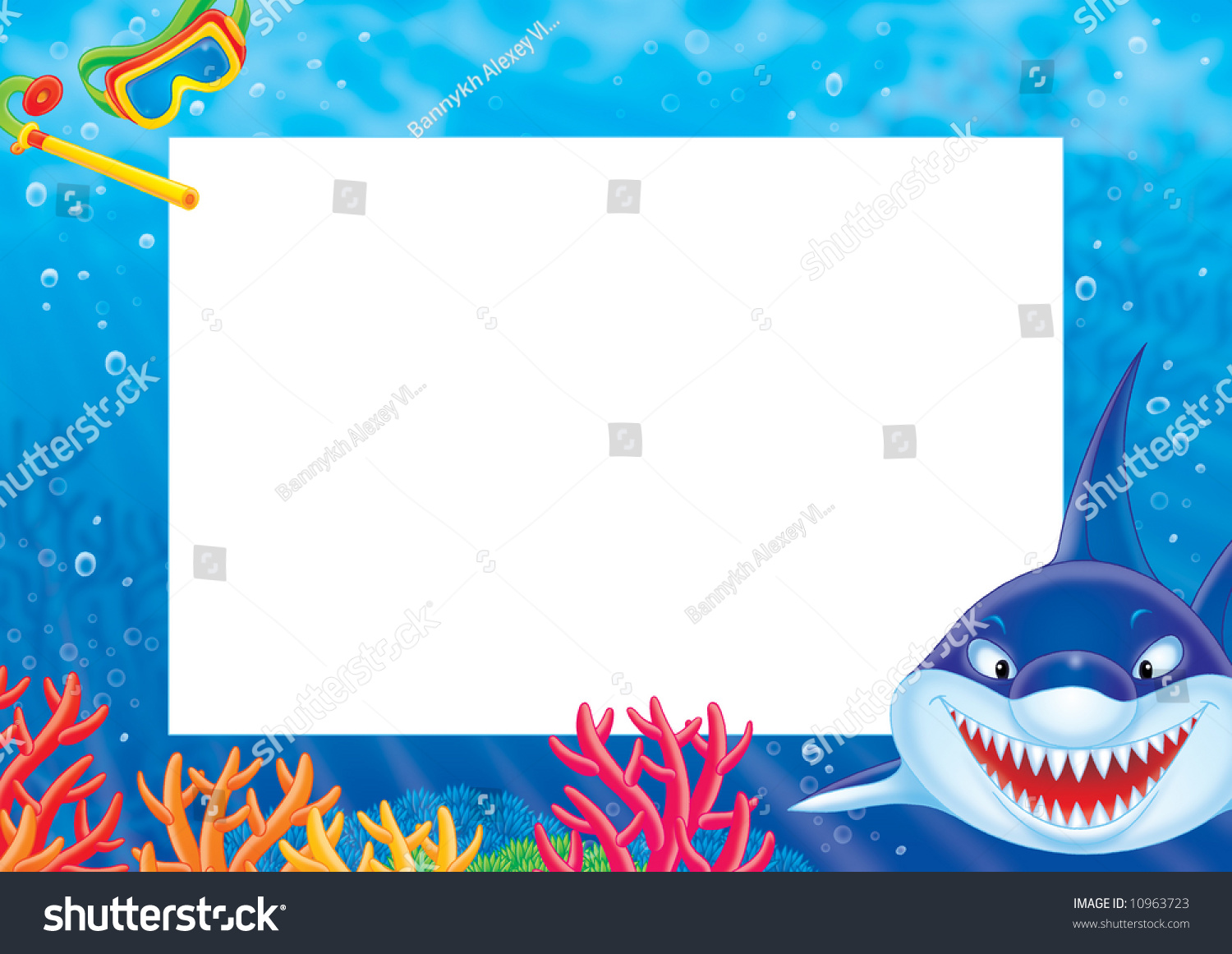 Frame Border With A Shark Stock Photo 10963726 : Shutterstock 49E