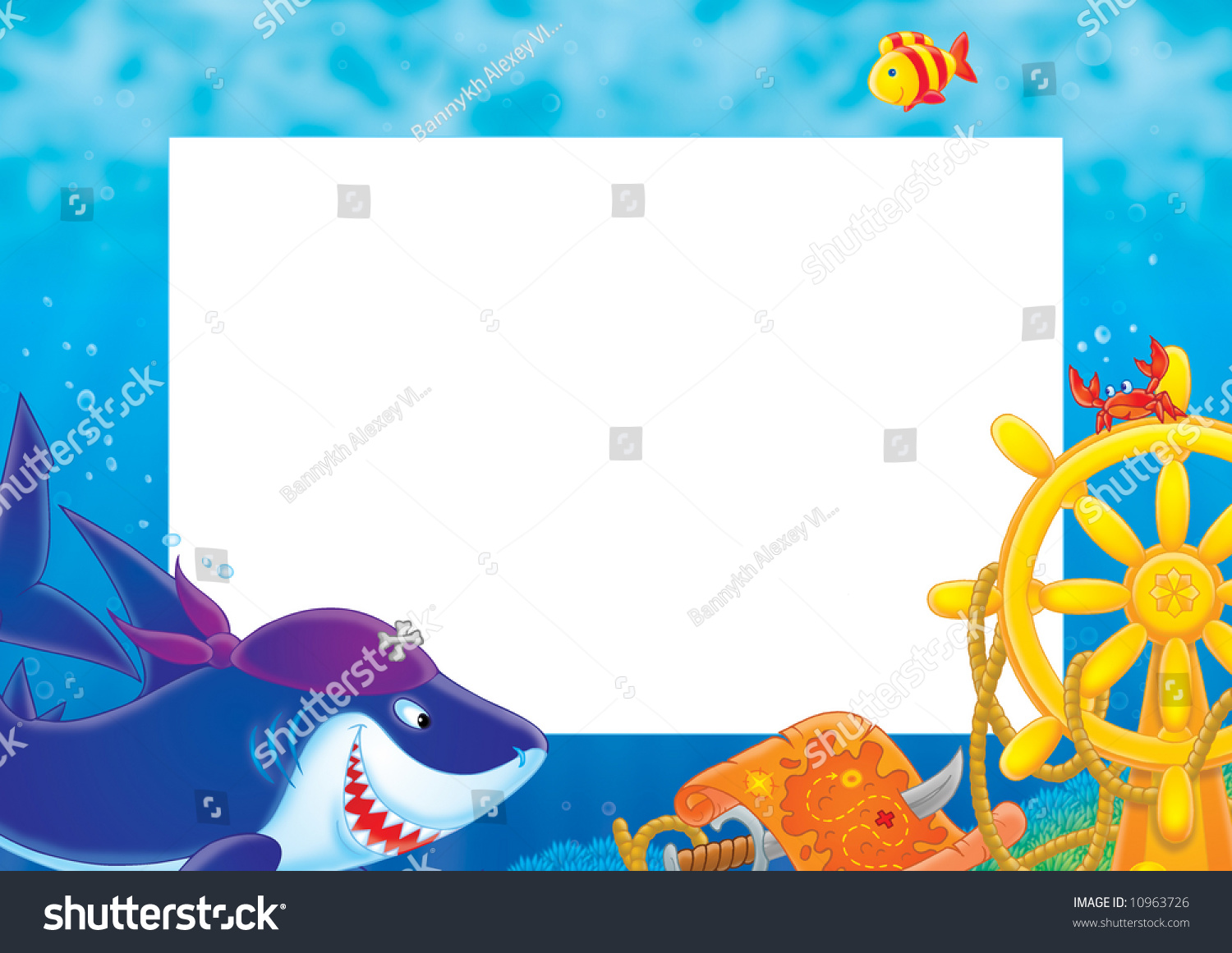 Frame Border With A Shark Stock Photo 10963726 : Shutterstock 49E