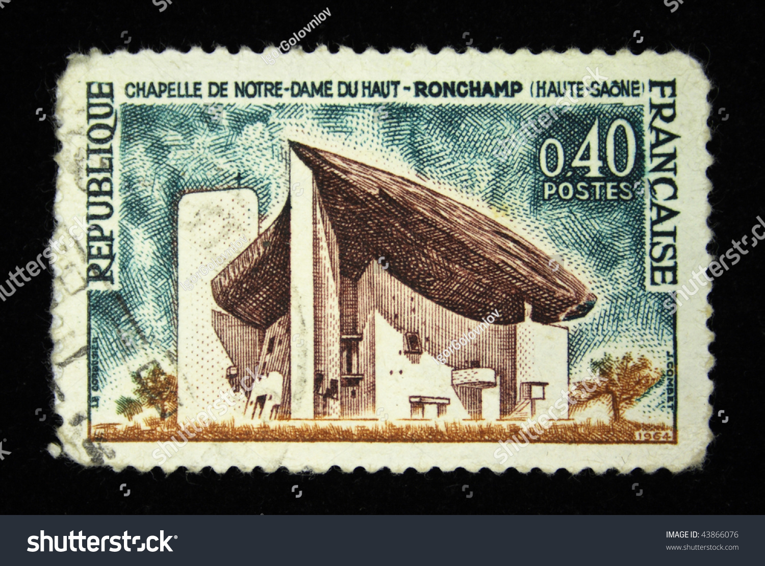 France - Circa 1964: A Stamp Printed In France Shows The Chapel Notre ...