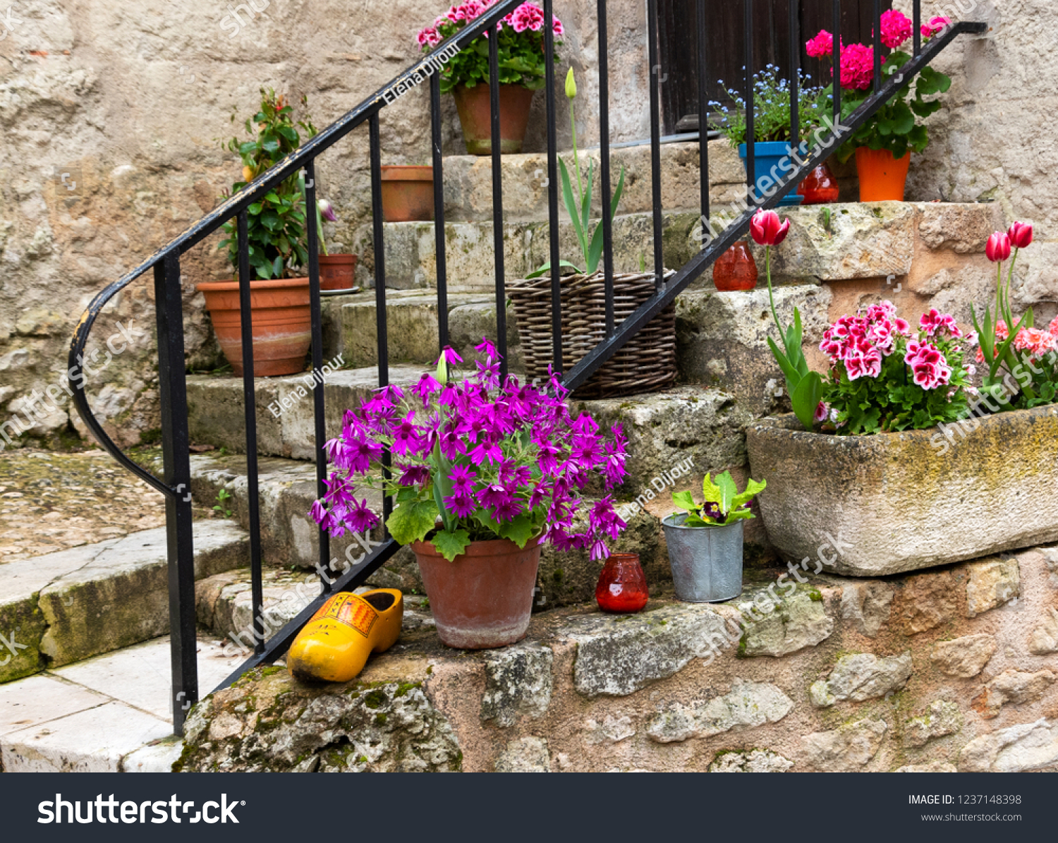 France Entry Old Stone House Decorated Stock Photo Edit Now 1237148398