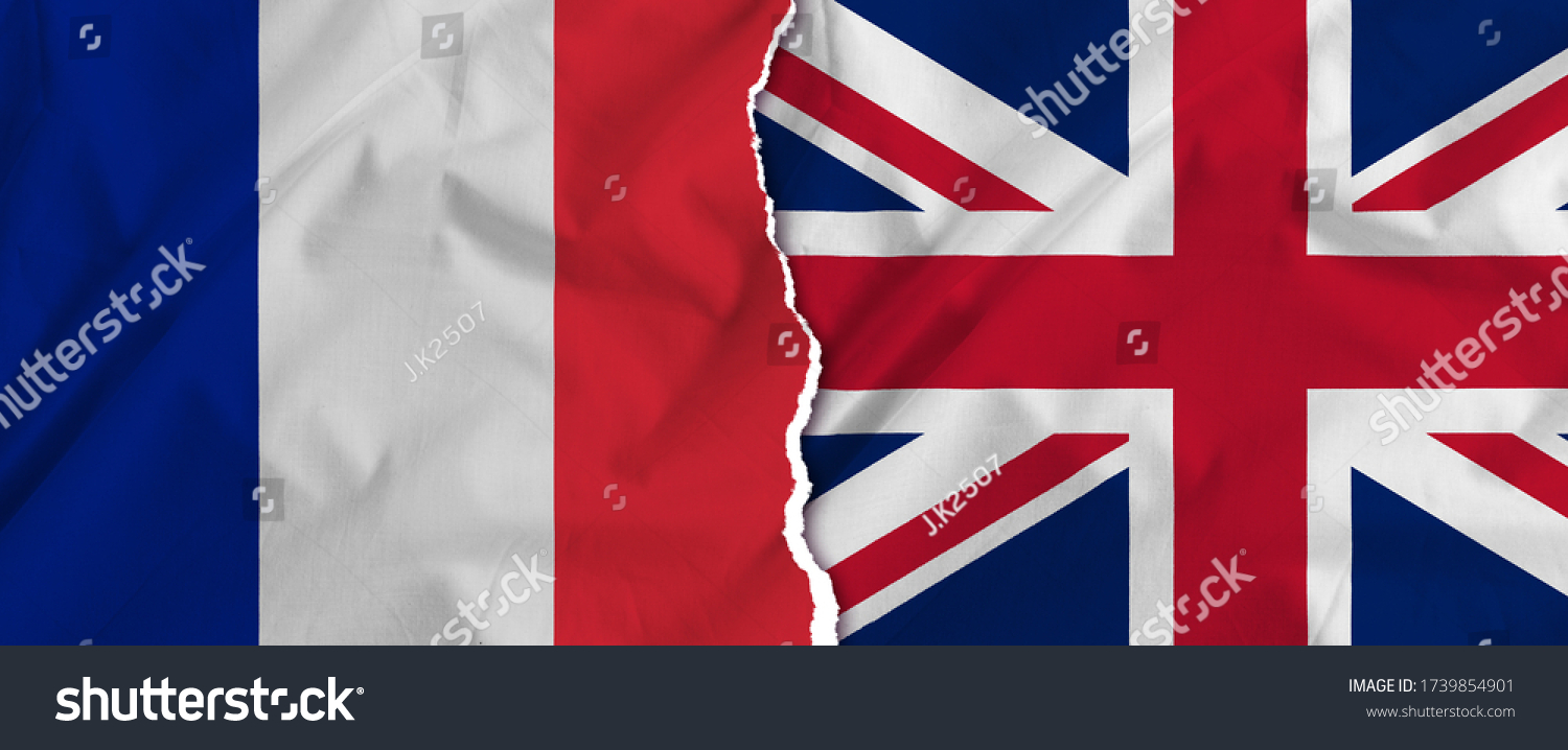 フランス国旗とイギリス国旗 国際紛争のコンセプト のイラスト素材