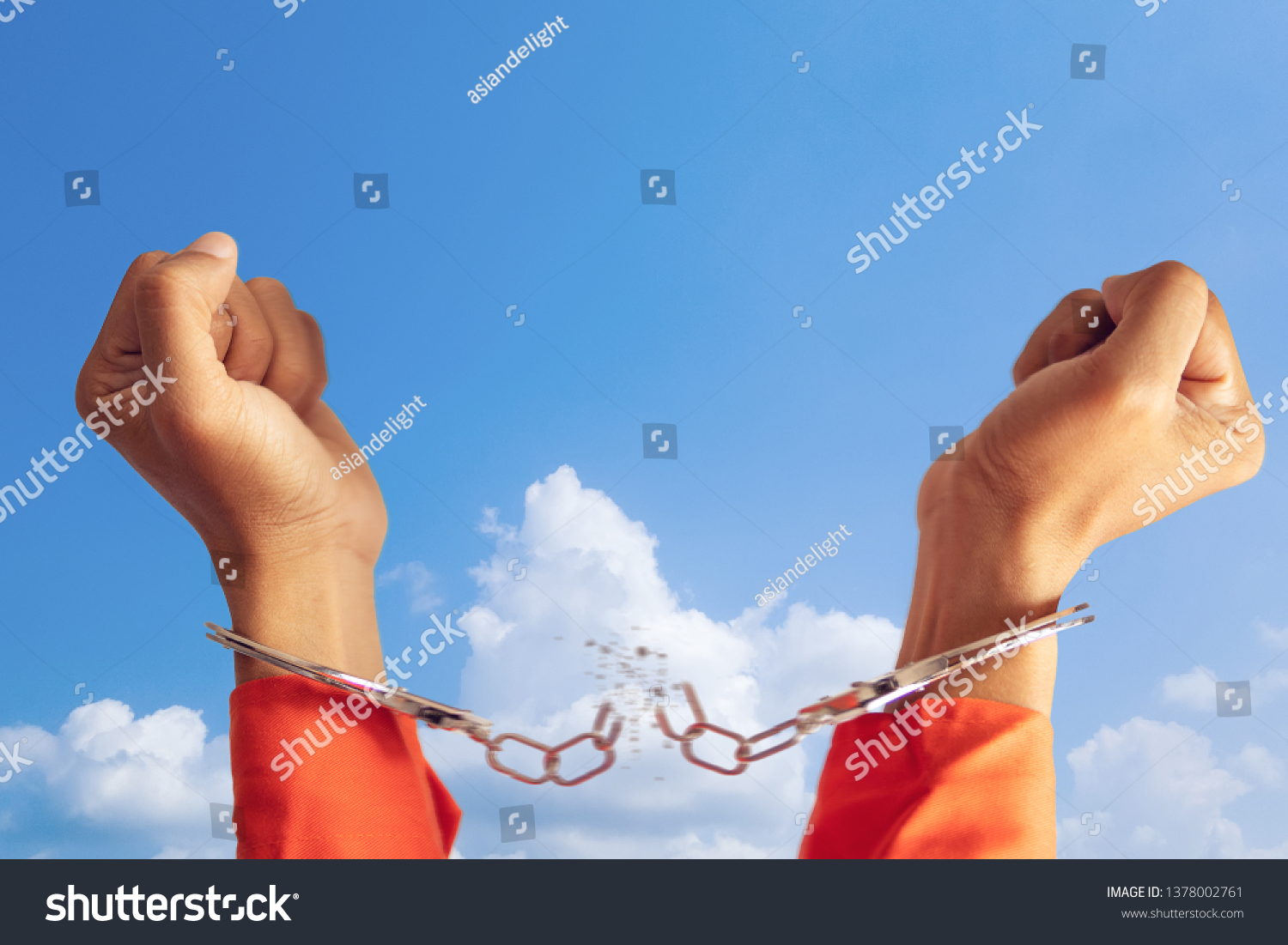 Freedom Concept Two Hands Prisoner Broken库存照片1378002761 Shutterstock