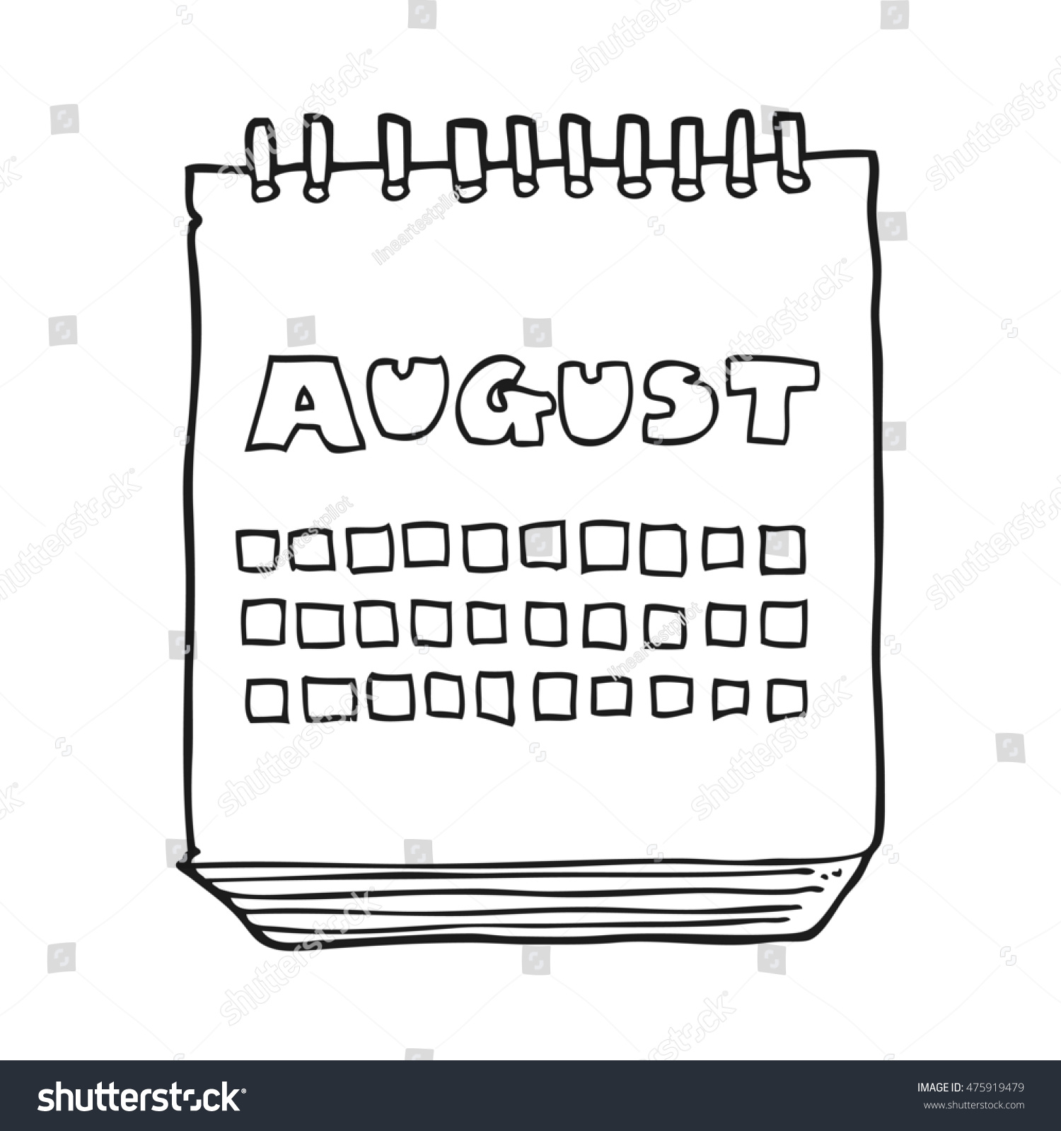 Freehand Drawn Black White Cartoon Calendar Stock Illustration 475919479
