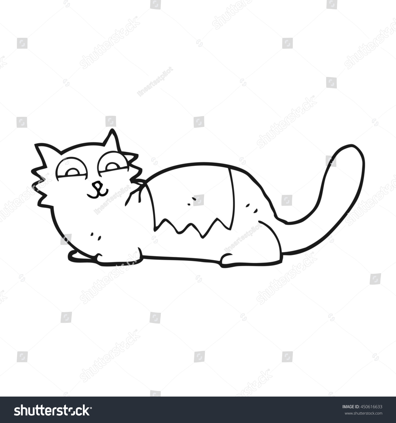 Freehand Drawn Black White Cartoon Cat Stock Illustration 450616633 ...