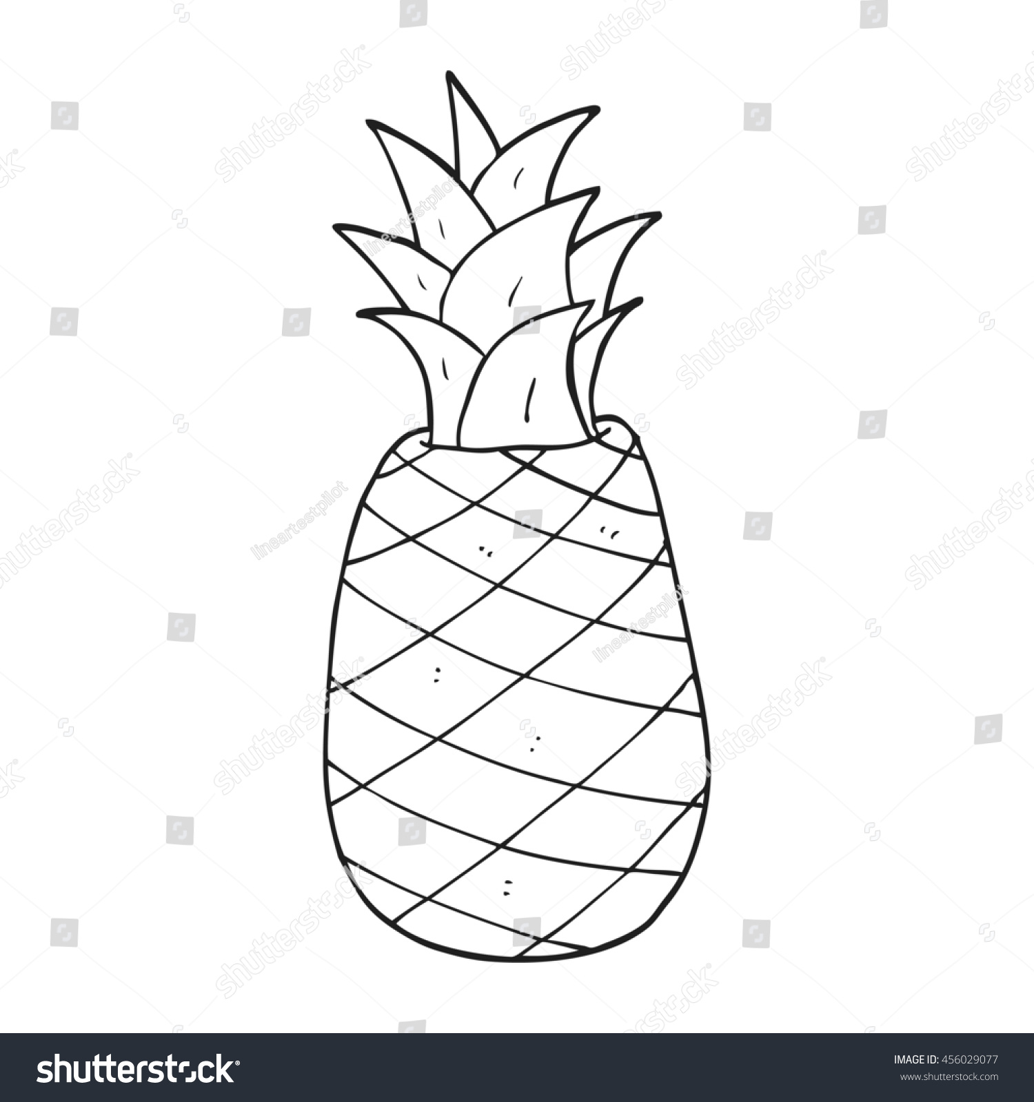 Freehand Drawn Black White Cartoon Pineapple Stock Illustration ...