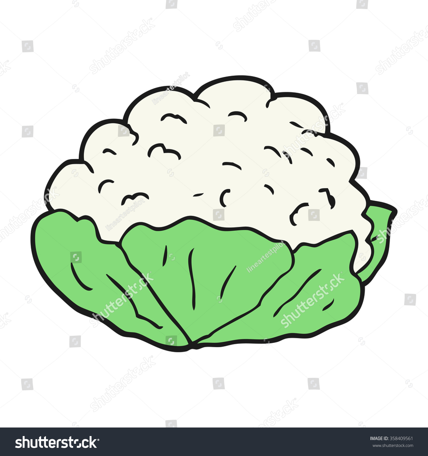 Freehand Drawn Cartoon Cauliflower Stock Illustration 358409561