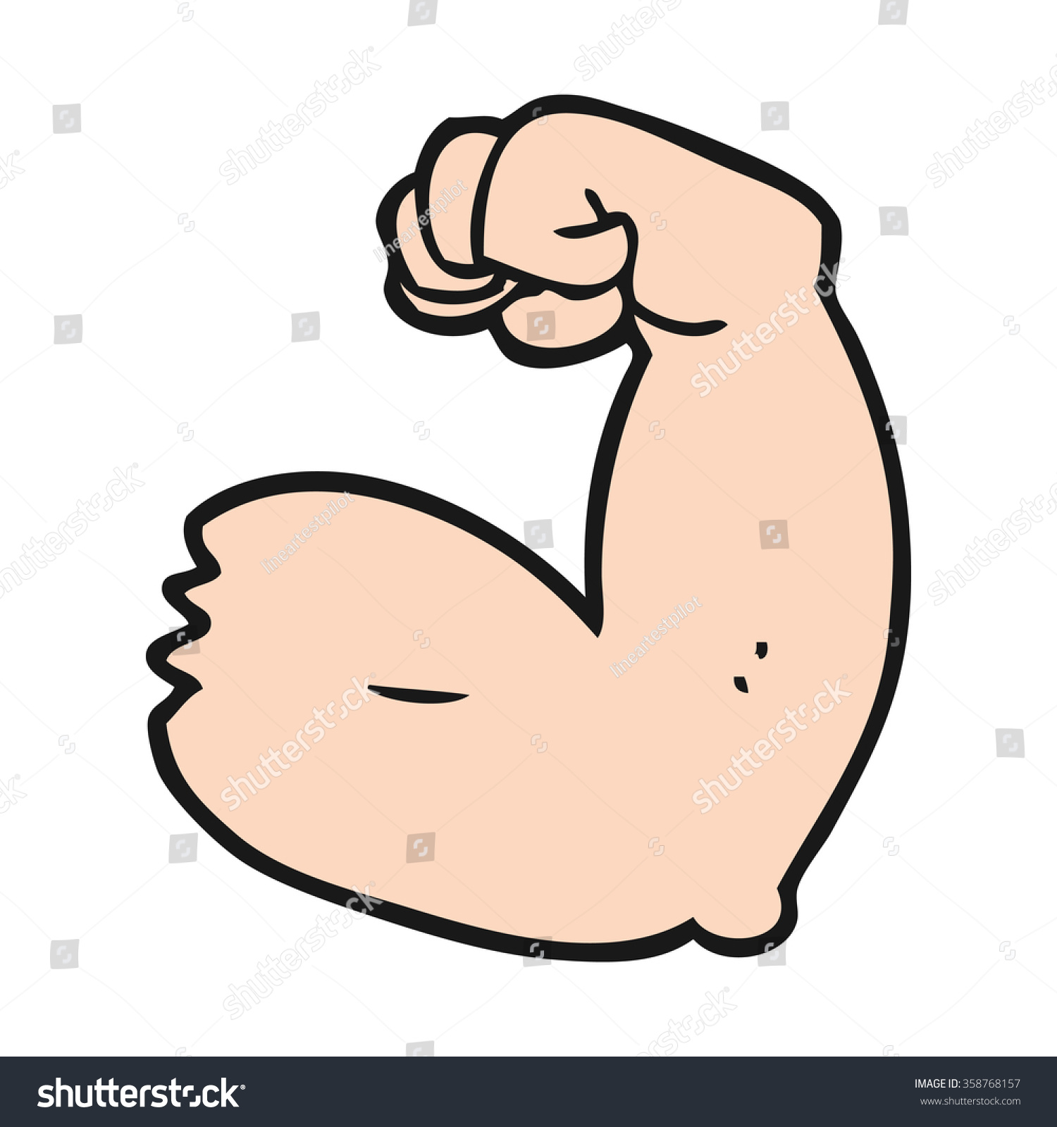 Freehand Drawn Cartoon Strong Arm Flexing Stock Illustration 358768157 ...