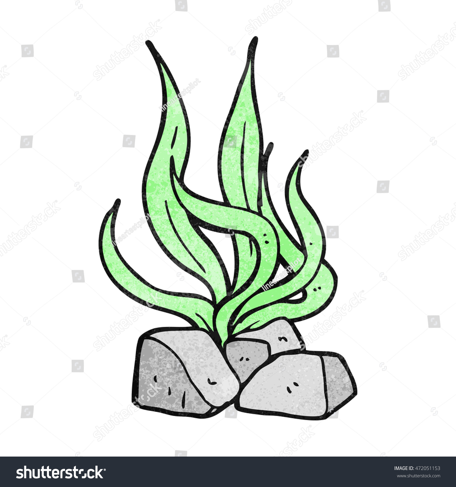 Freehand Textured Cartoon Seaweed Stock Illustration 472051153 ...