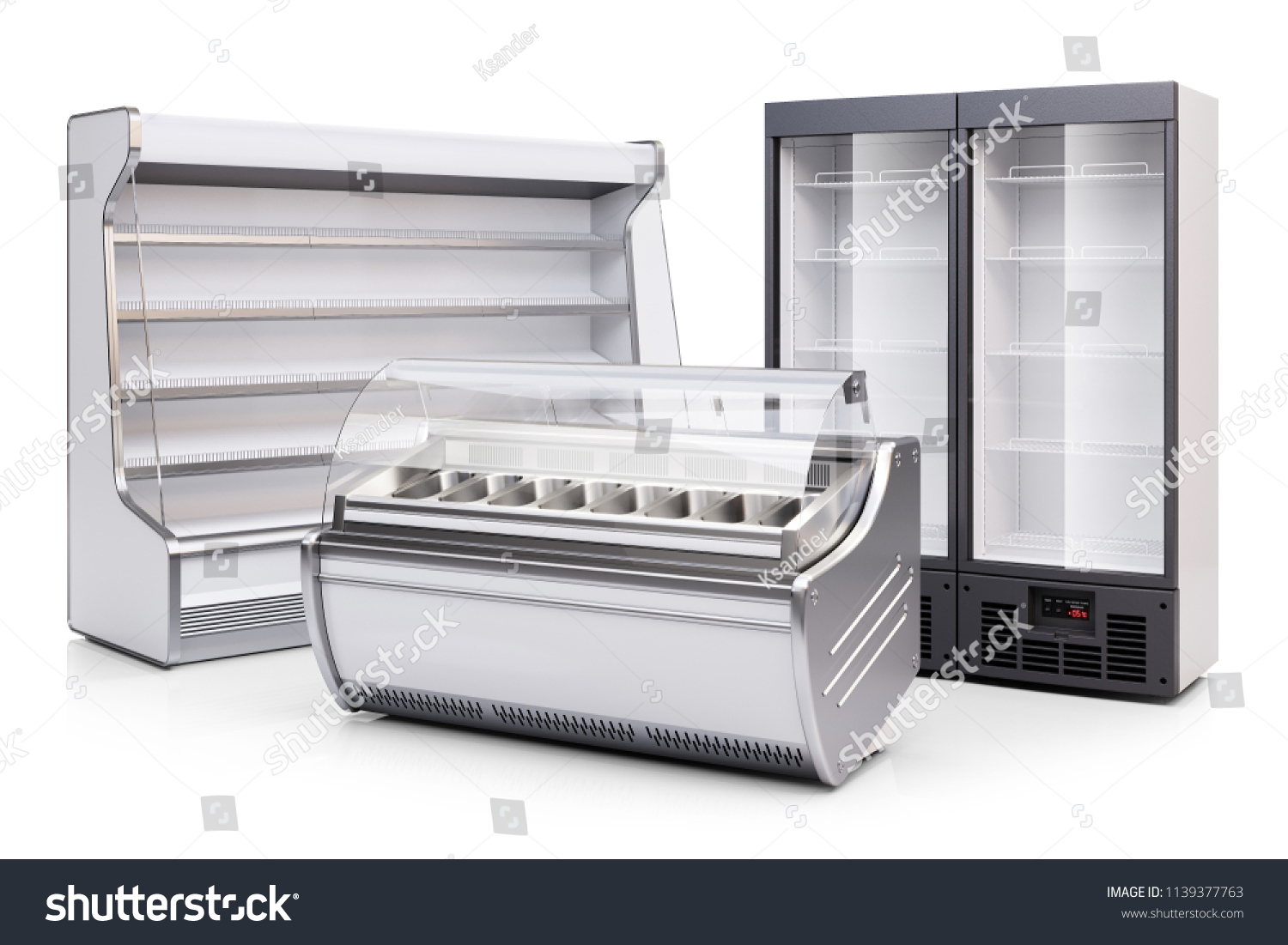 Freezer Showcase Refrigerated Cabinet Fridge Showcase Stock Illustration