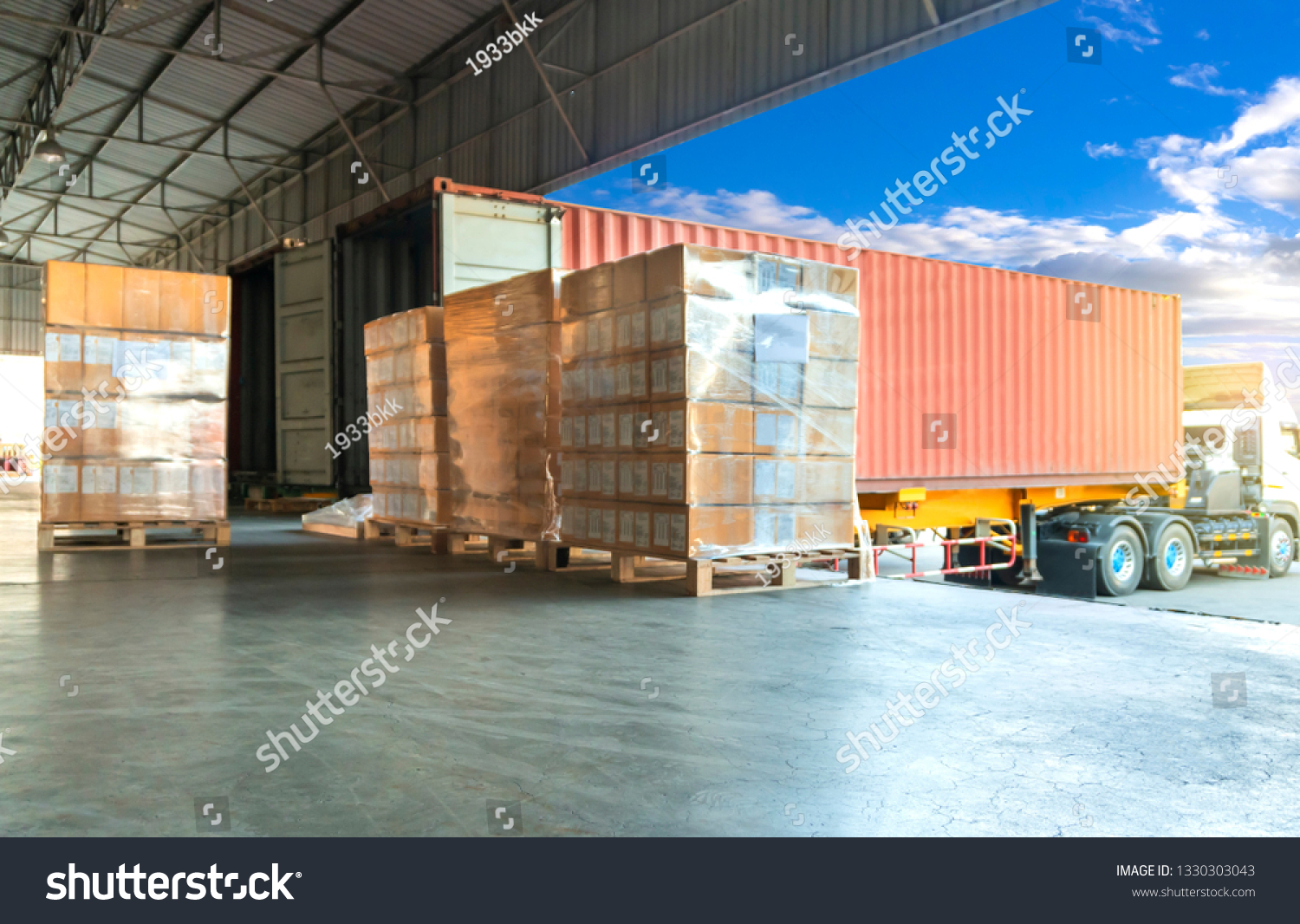 Freight Transportation Goods Pallets Distribution Warehouse Stock Photo ...