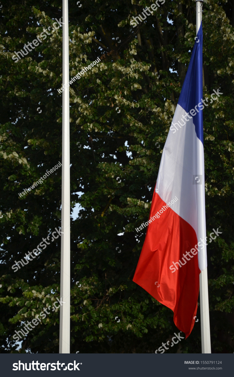 French Flag Hanging On Pole No Stock Photo Edit Now 1550791124