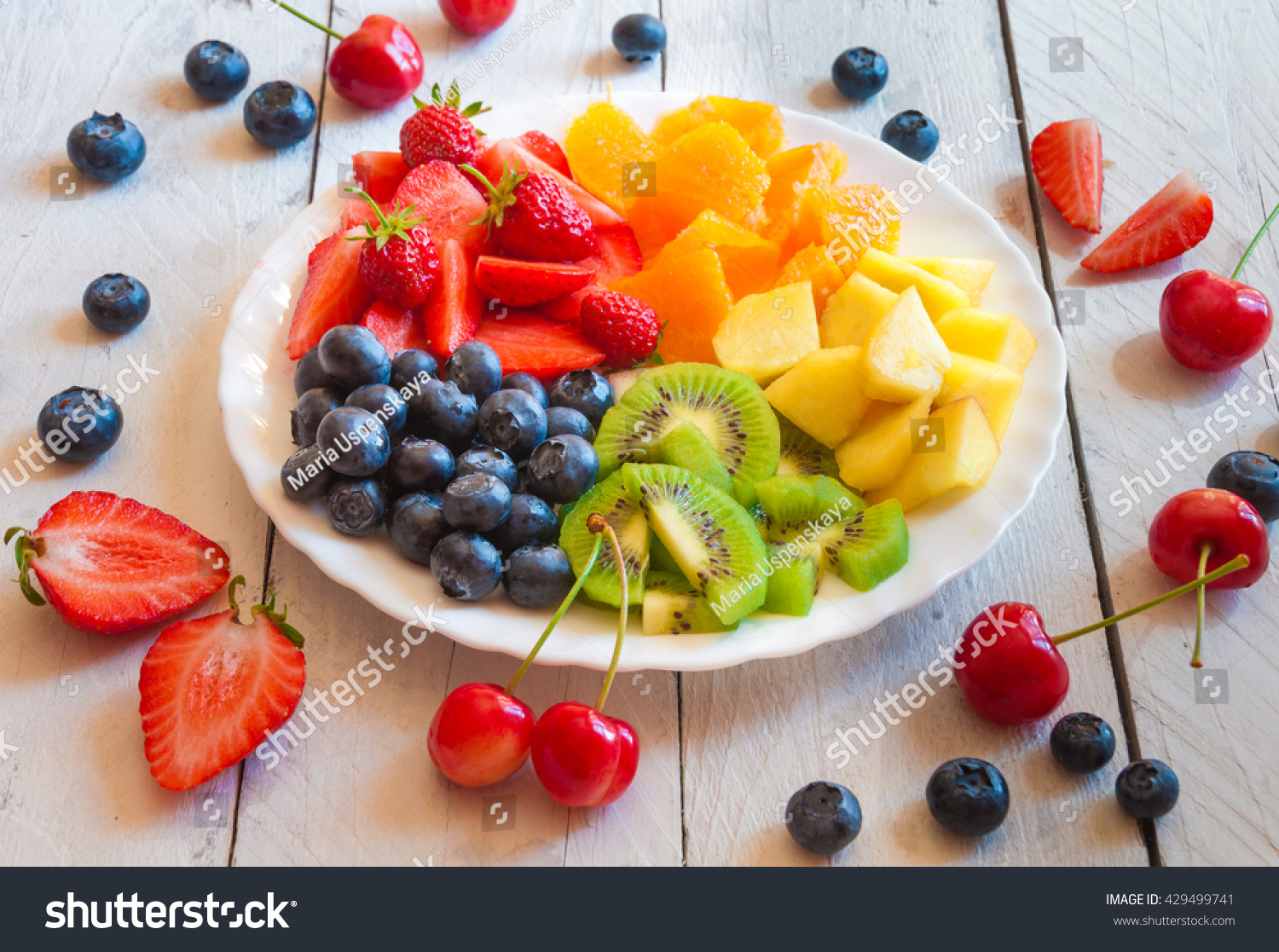 Fresh Delicious Fruit Salad Rainbow Colors Stock Photo Edit Now 429499741