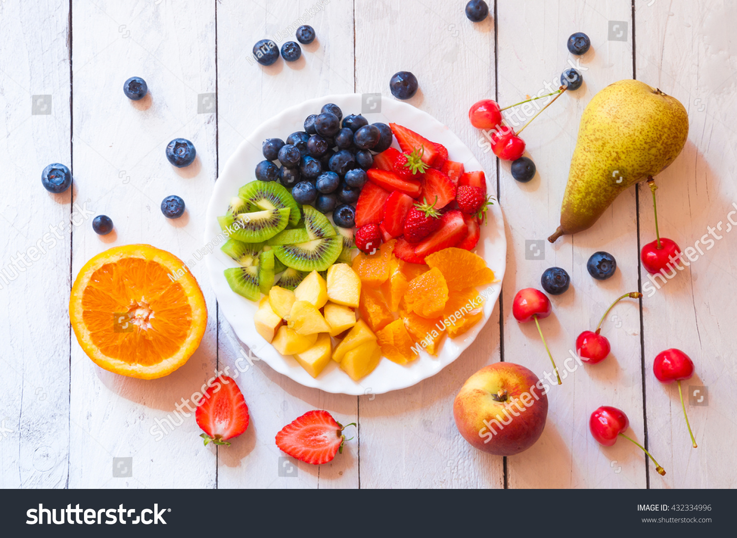 Fresh Delicious Fruit Salad Rainbow Colors Food And Drink Stock Image 432334996