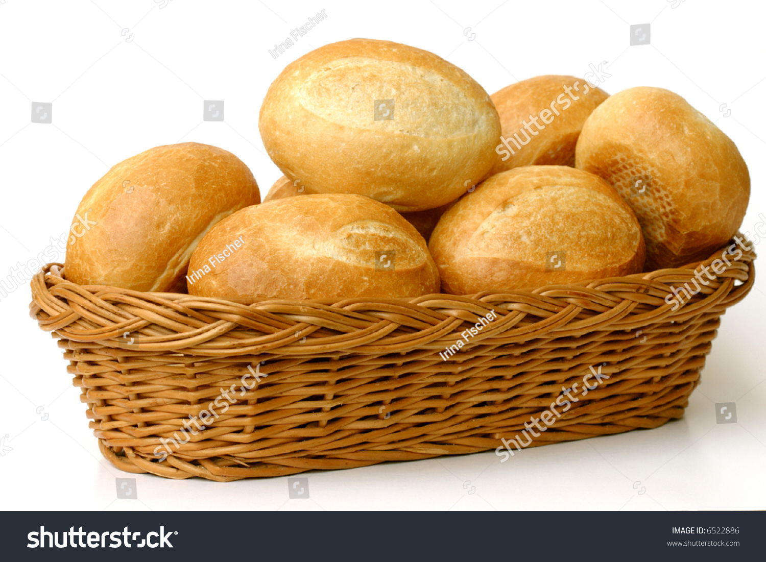 Fresh Baked Rolls In A Basket On White Stock Photo 6522886 : Shutterstock