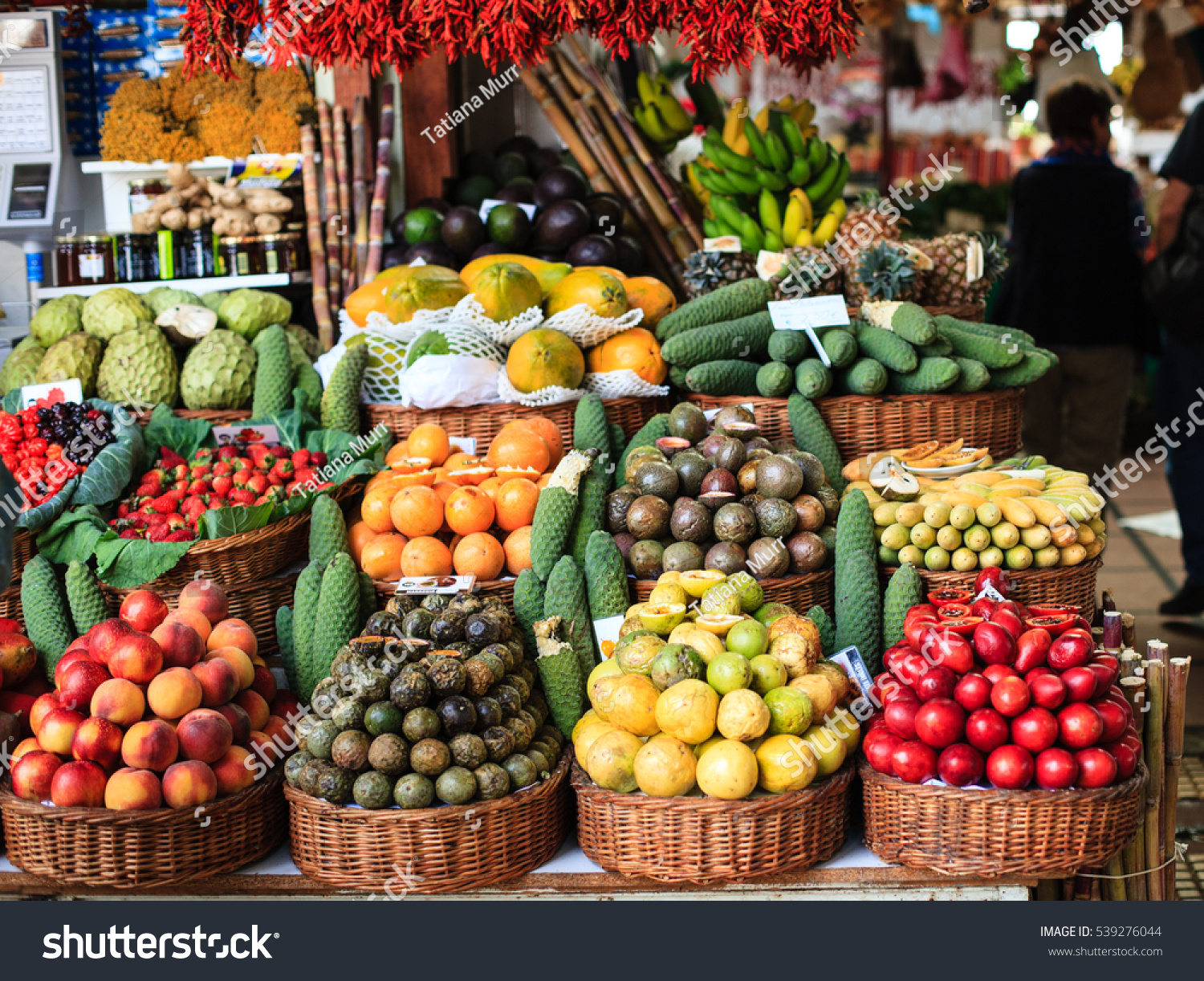 fresh exotic fruits on famous market stock photo 539276044