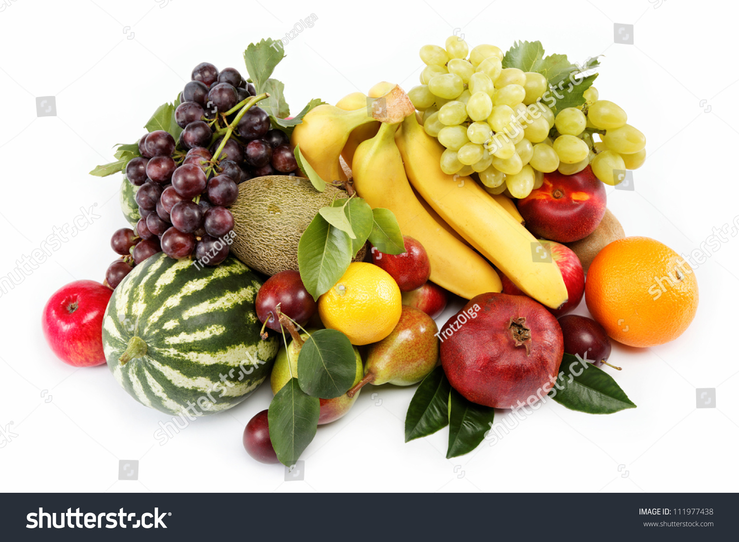 Fresh Fruits Isolated On A White Background. Set Of Different Fresh ...