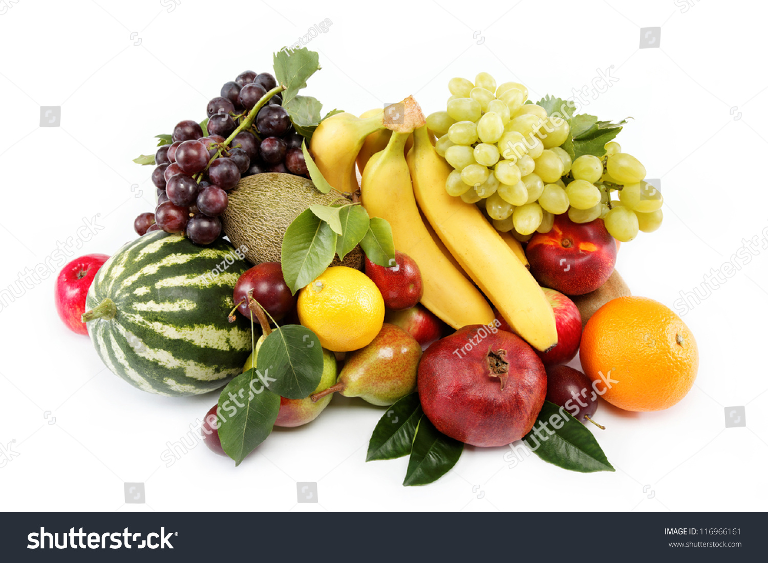 Fresh Fruits Isolated On A White Background. Set Of Different Fresh ...