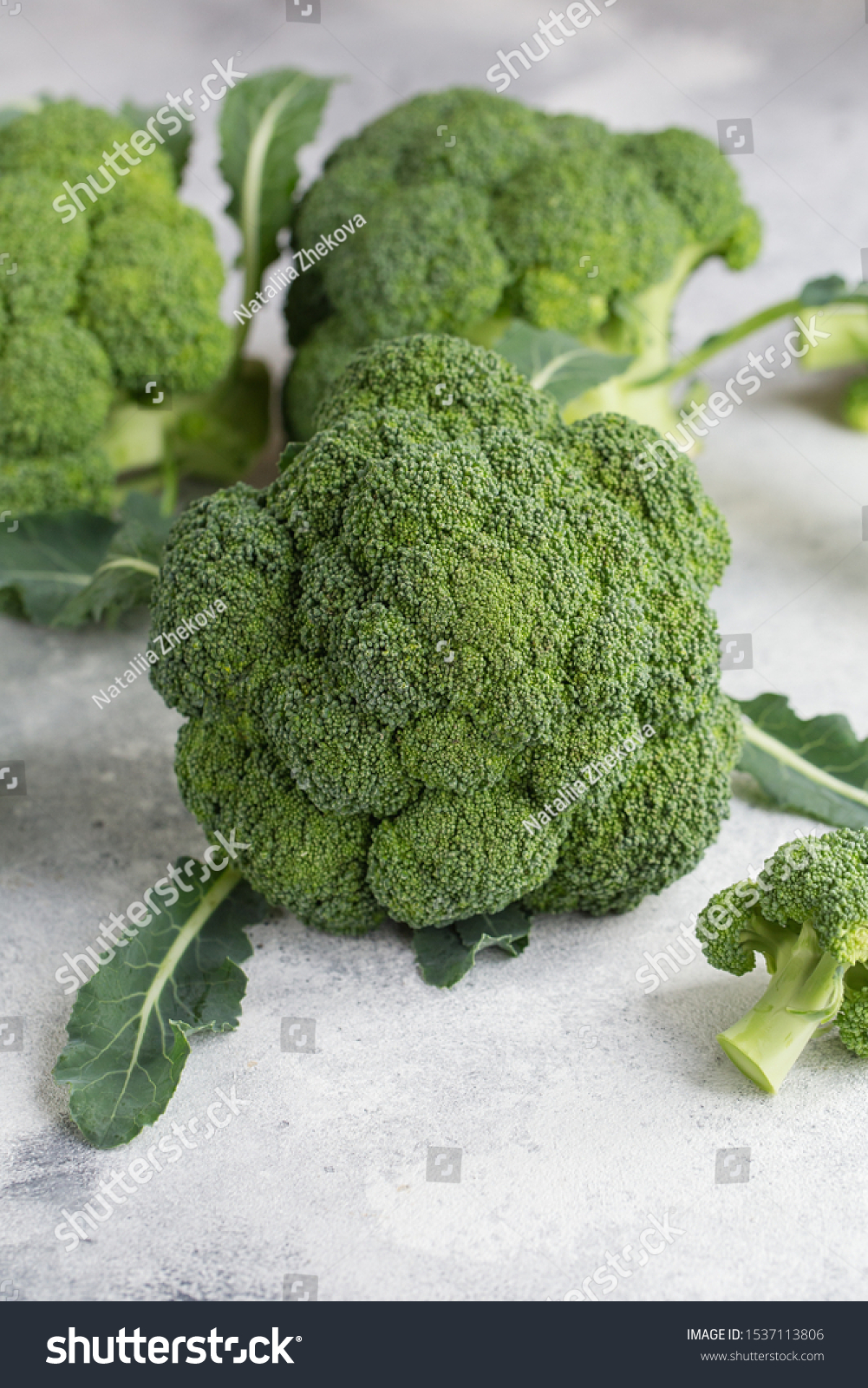 Fresh Green Broccoli On Light Grey Stock Photo Edit Now 1537113806