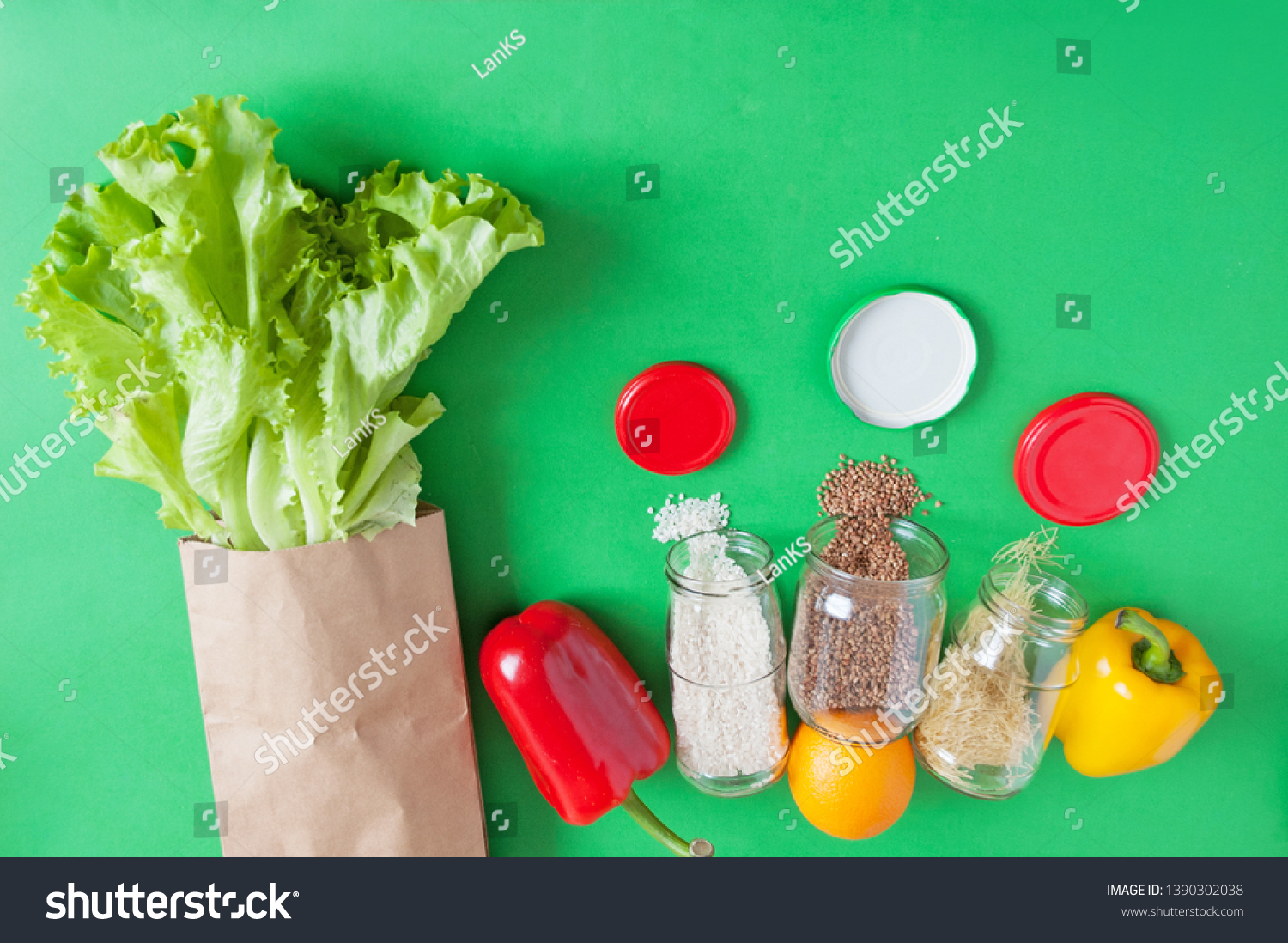 Download Fresh Lettuce Paper Bag Red Yellow Stock Photo Edit Now 1390302038 PSD Mockup Templates