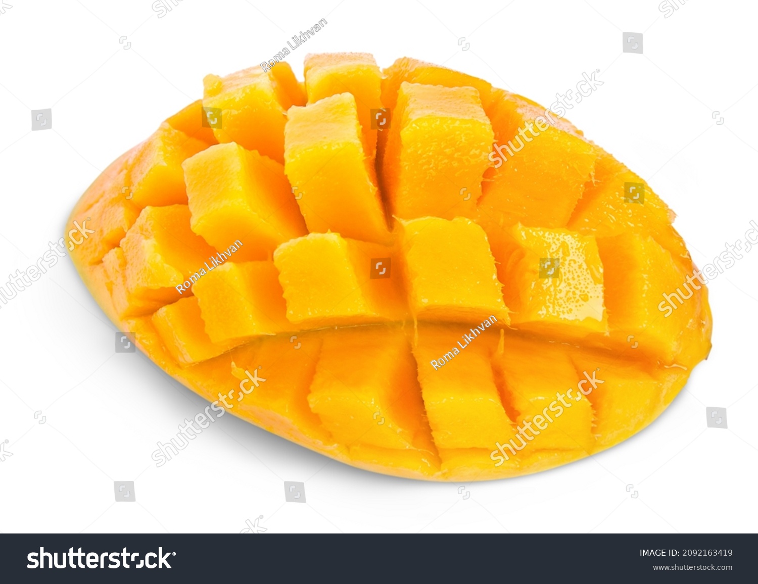 Fresh Mango Cubes Isolated On White Stock Photo 2092163419 | Shutterstock