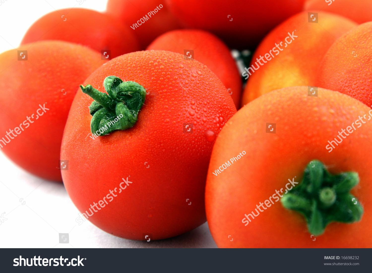 Fresh Red Wet Tomatoes With Water Drop On White Background, Very Soft ...