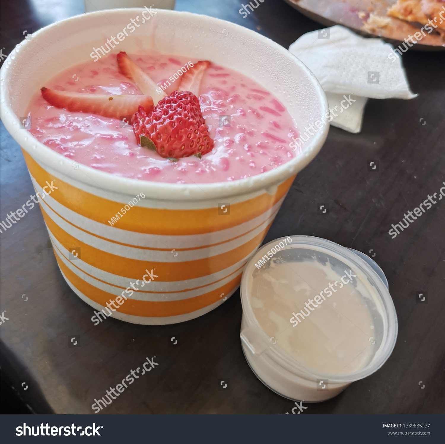 Fresh Strawberry Champorado Baguio City Philippines Stock Photo