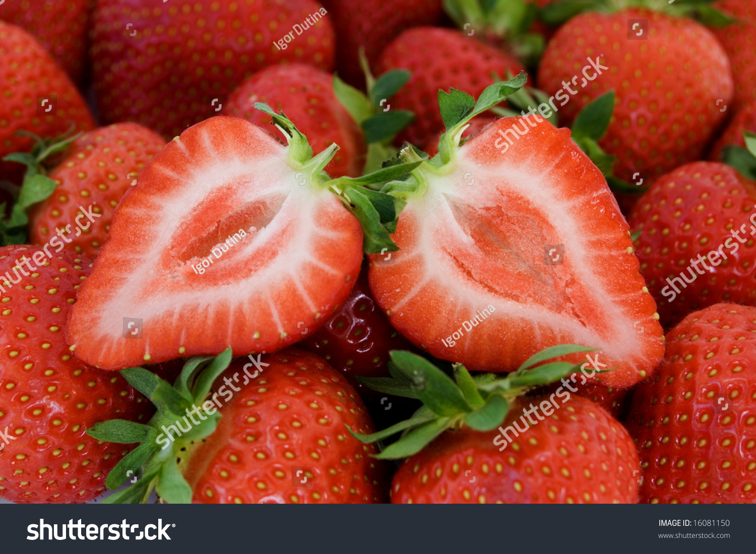 Fresh Strawberry Fruit Cut Half Closeup Stock Photo Edit Now