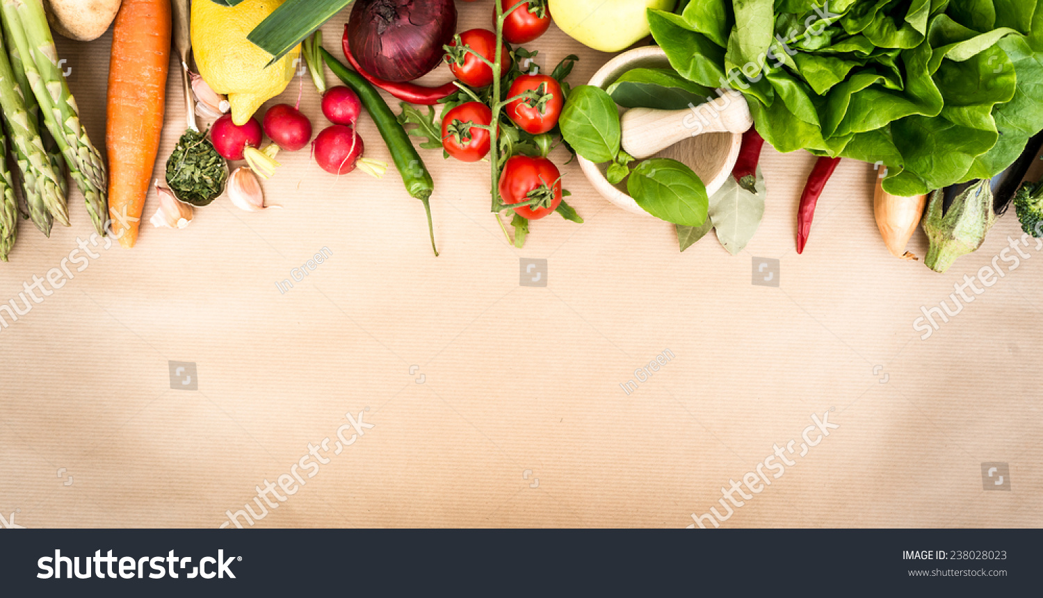 Fresh Vegetables On Brown Background Stock Photo 238028023 | Shutterstock