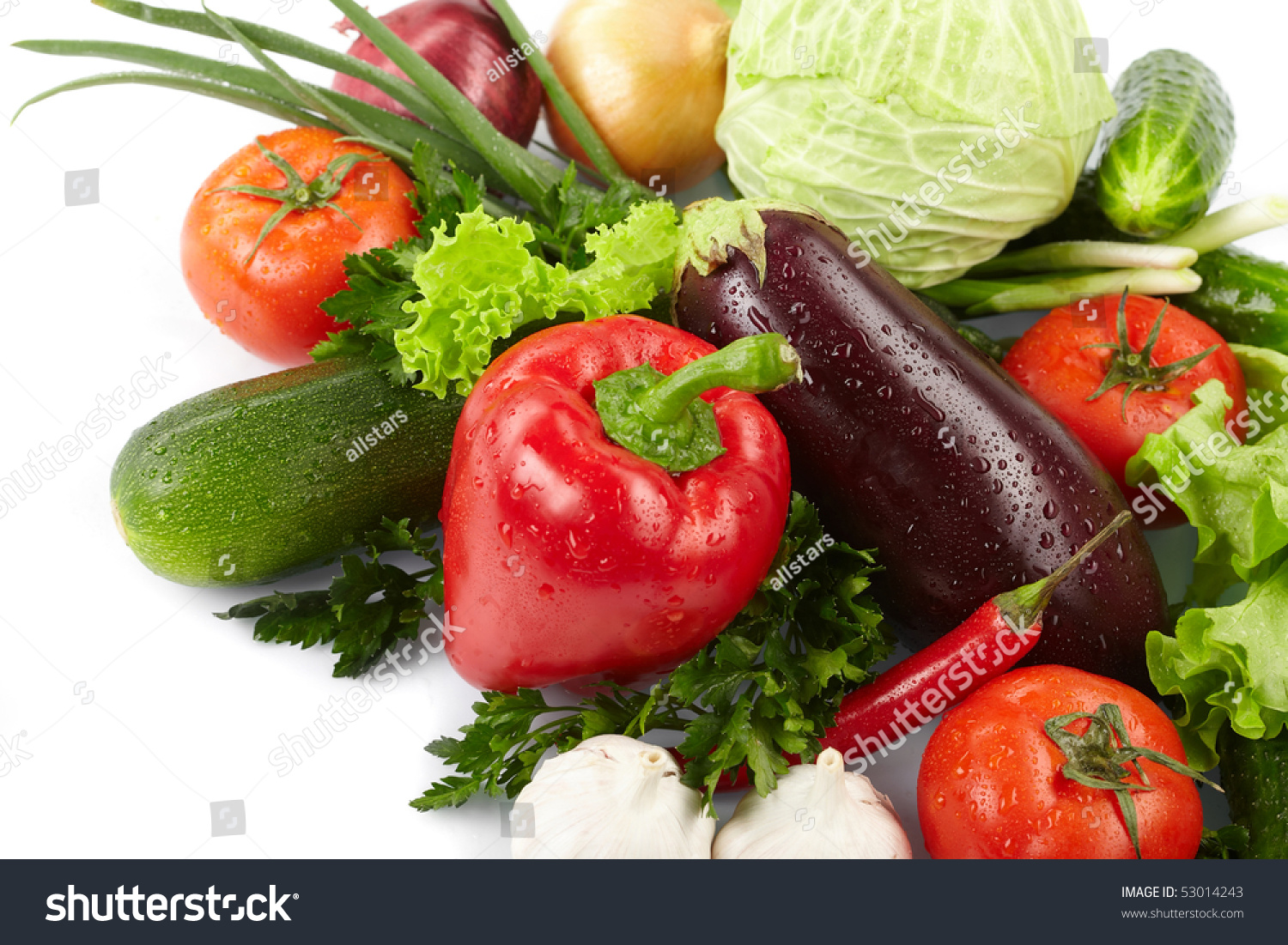 Fresh Vegetables On The White Background Stock Photo 53014243 ...