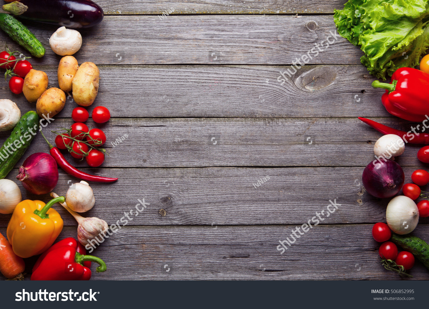 Fresh Vegetables On Wooden Background Stock Photo 506852995 : Shutterstock