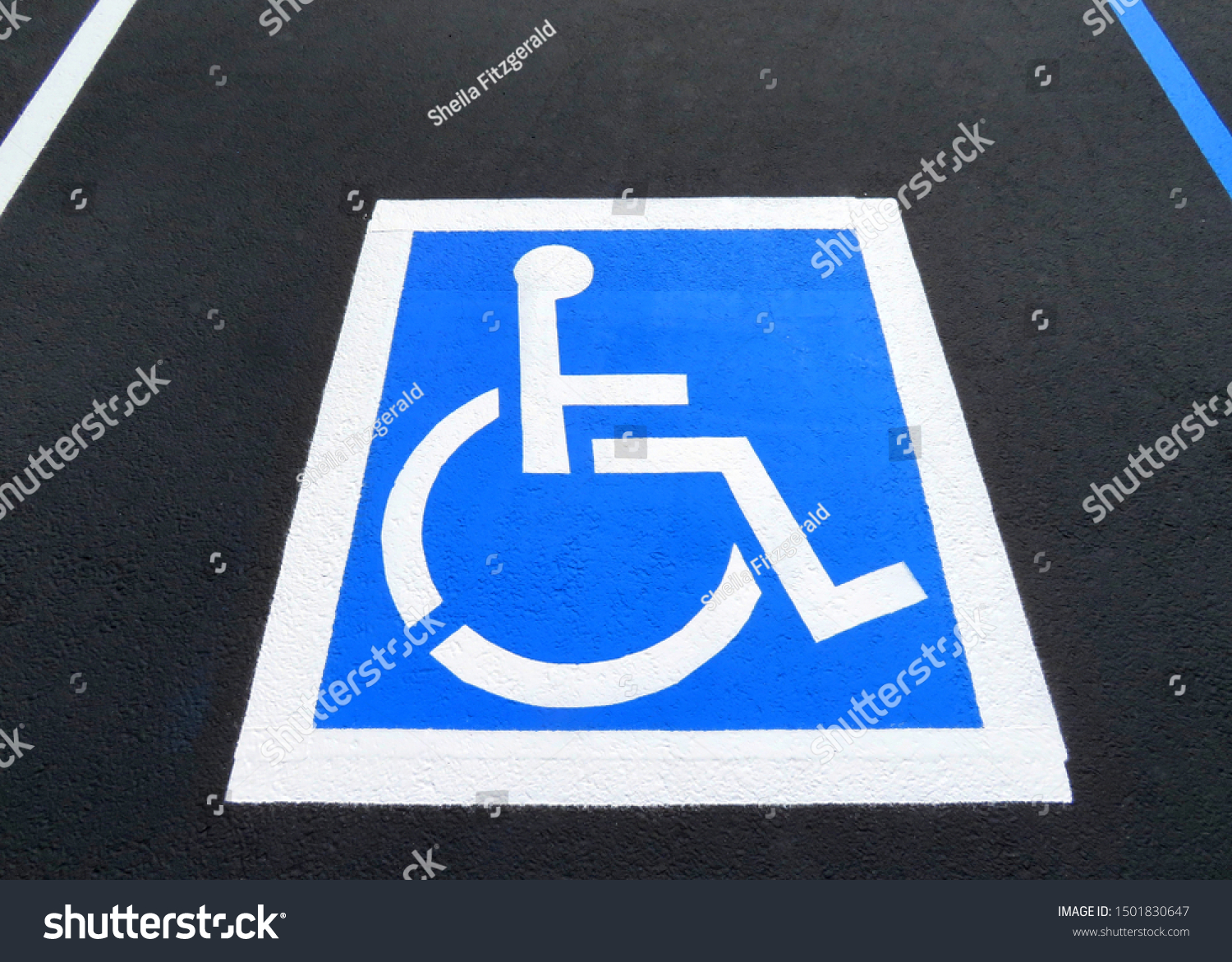 Freshly Resurfaced Repainted Handicap Parking Space Stock Photo   Stock Photo Freshly Resurfaced And Repainted Handicap Parking Space In A Parking Lot The Number Of Handicap 1501830647 