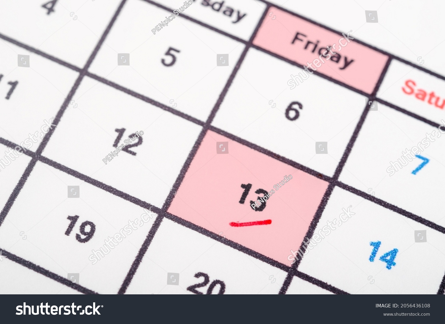 Friday 13th Calendar Page Stock Photo 2056436108 | Shutterstock