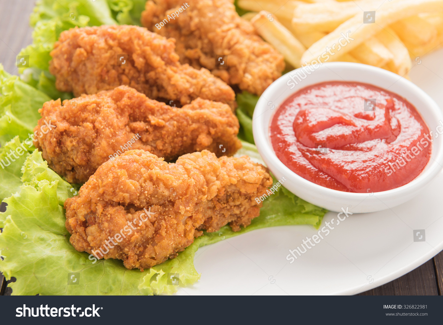 Fried Chicken Drumstick French Fries On Stock Photo 326822981 ...