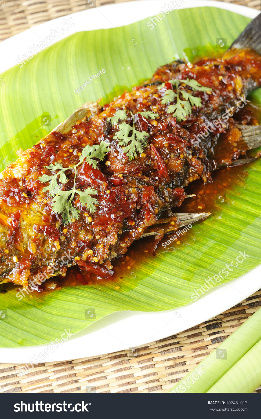 Fried Fish Fried Fish Spicy Herb Stock Photo Edit Now