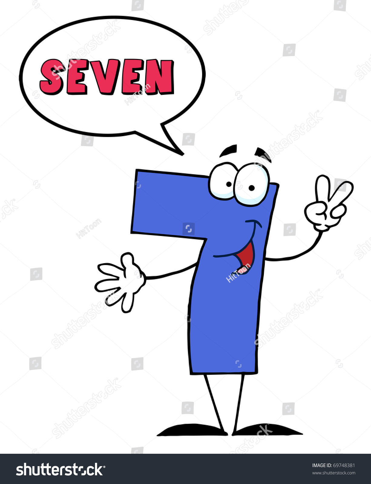 Friendly Number 7 Seven Guy Speech Stock Illustration 69748381