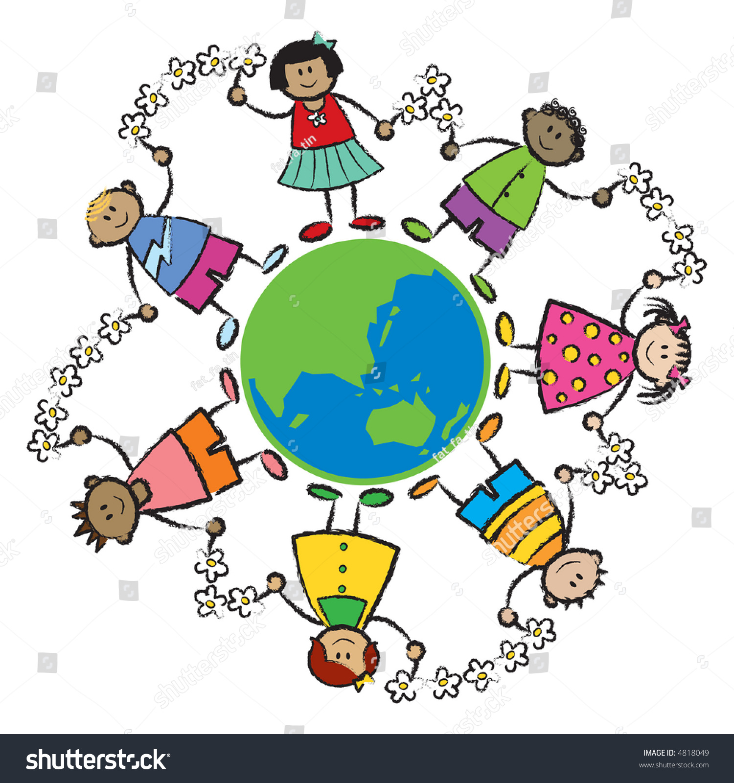 Friends Around World Asia Oceania Raster Stock Illustration 4818049 ...