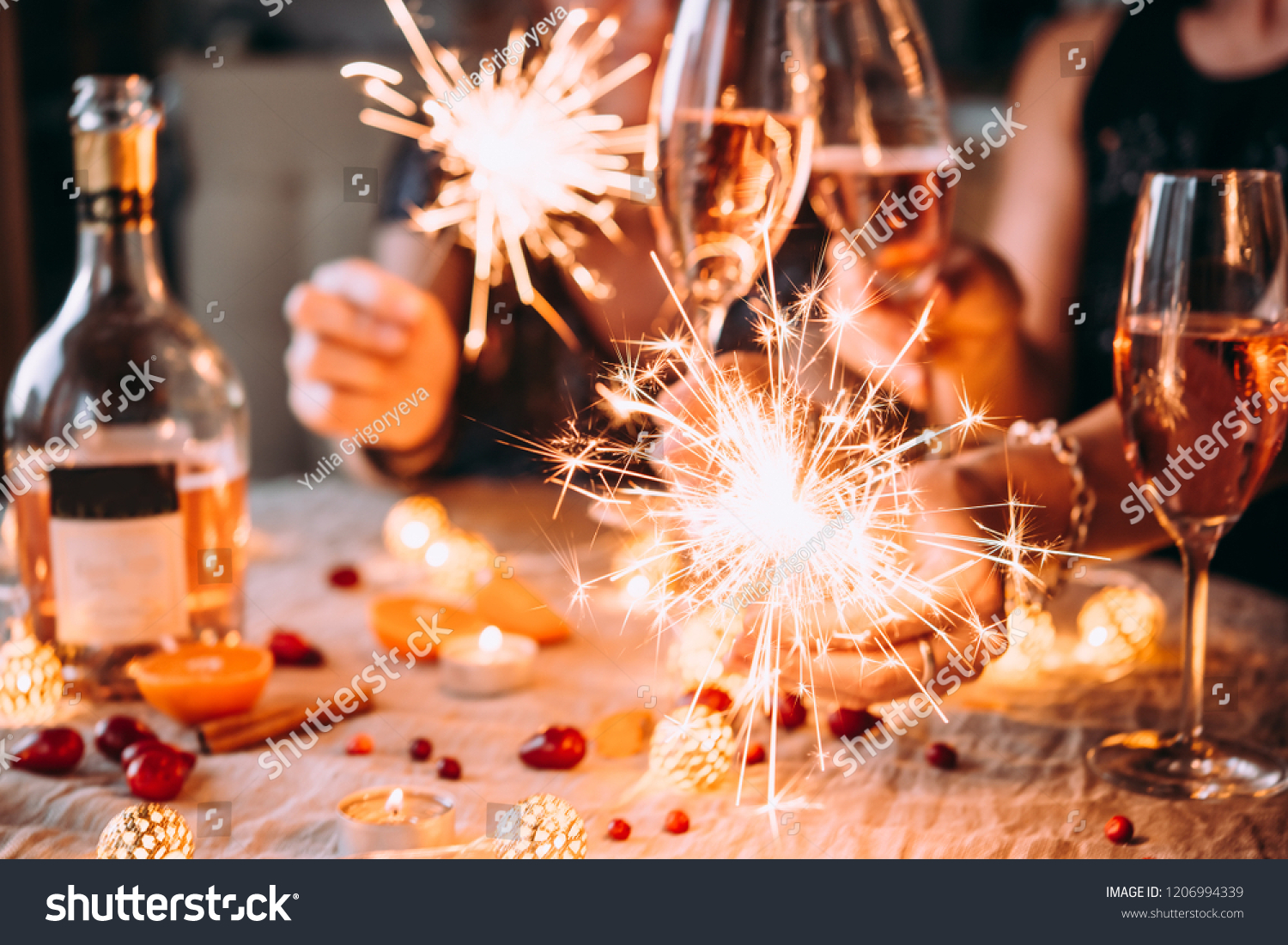 Friends Celebrating Christmas New Year Eve Stock Photo 1206994339