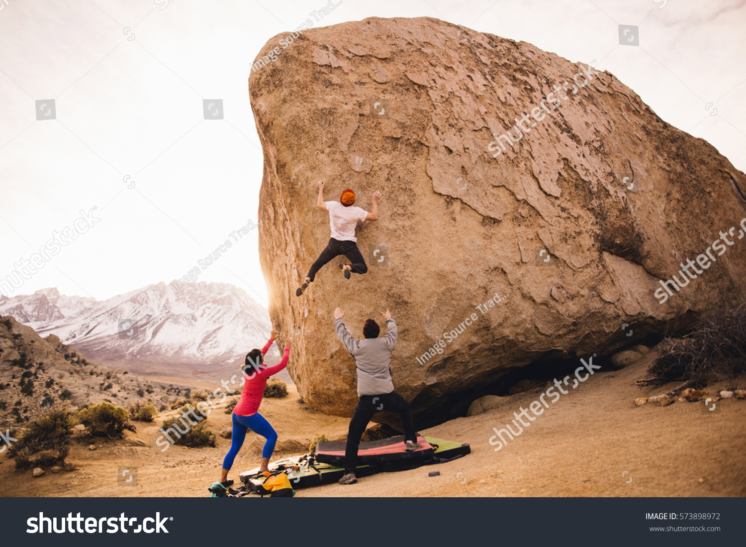 high desert Eastern Sierra California rock wall art fitness lifestyle Climber in the Buttermilk Boulders us travel poster