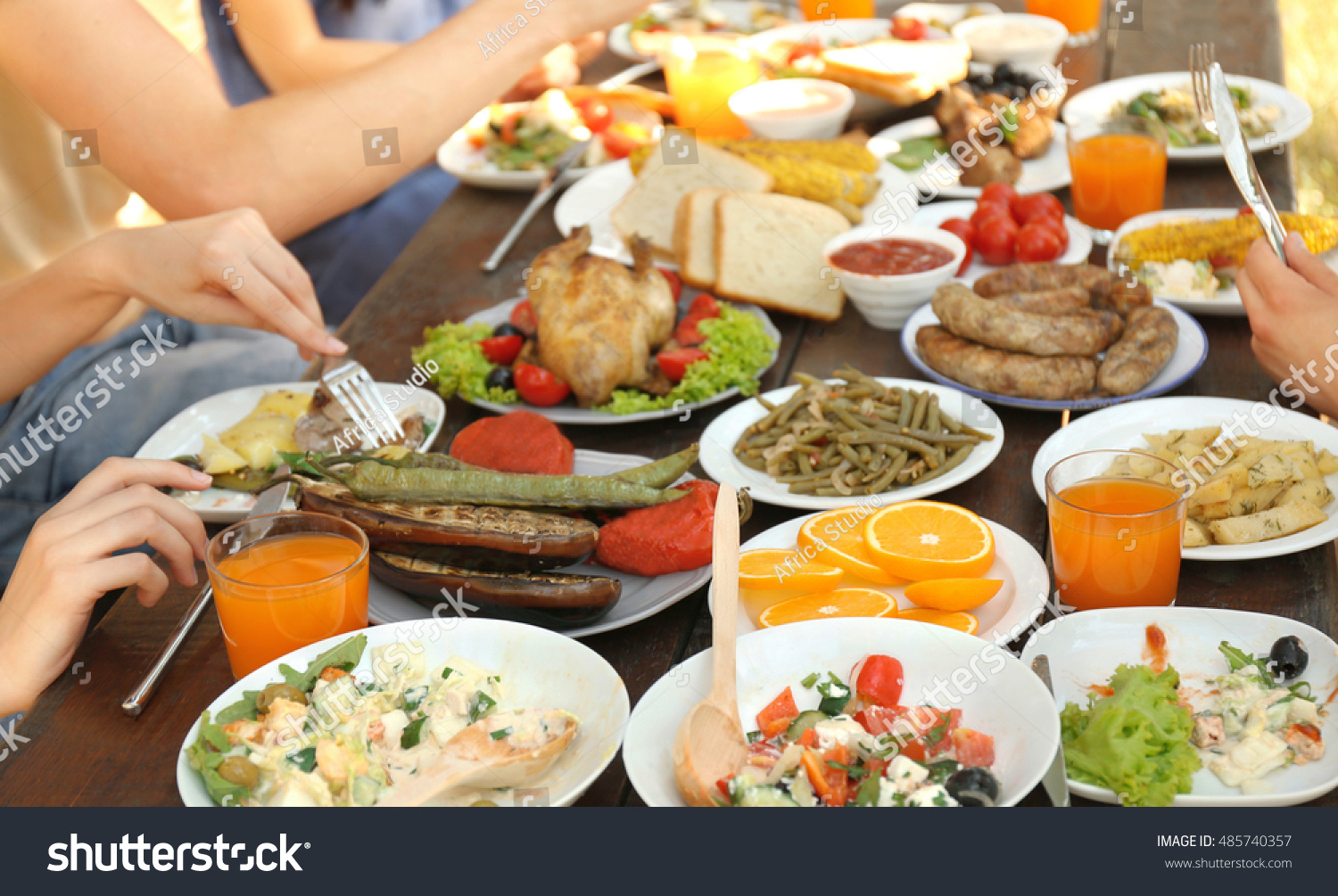 Friends Eating On Picnic Stock Photo 485740357 : Shutterstock