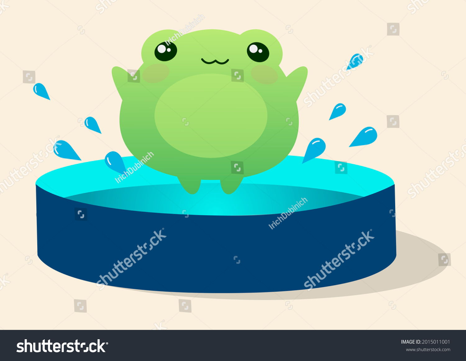 プールの中にカエル かわいい小さなカエルがプールで泳ぐ 楽しい夏の時間 のイラスト素材 Shutterstock