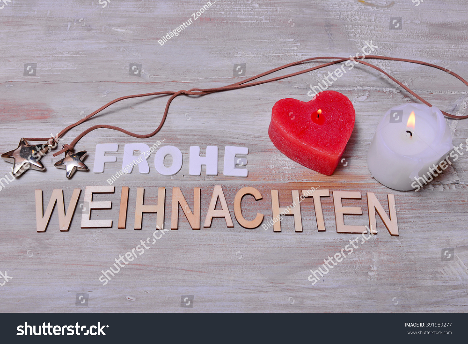 Frohe Weihachten - Merry Christmas - In German Stock Photo 391989277