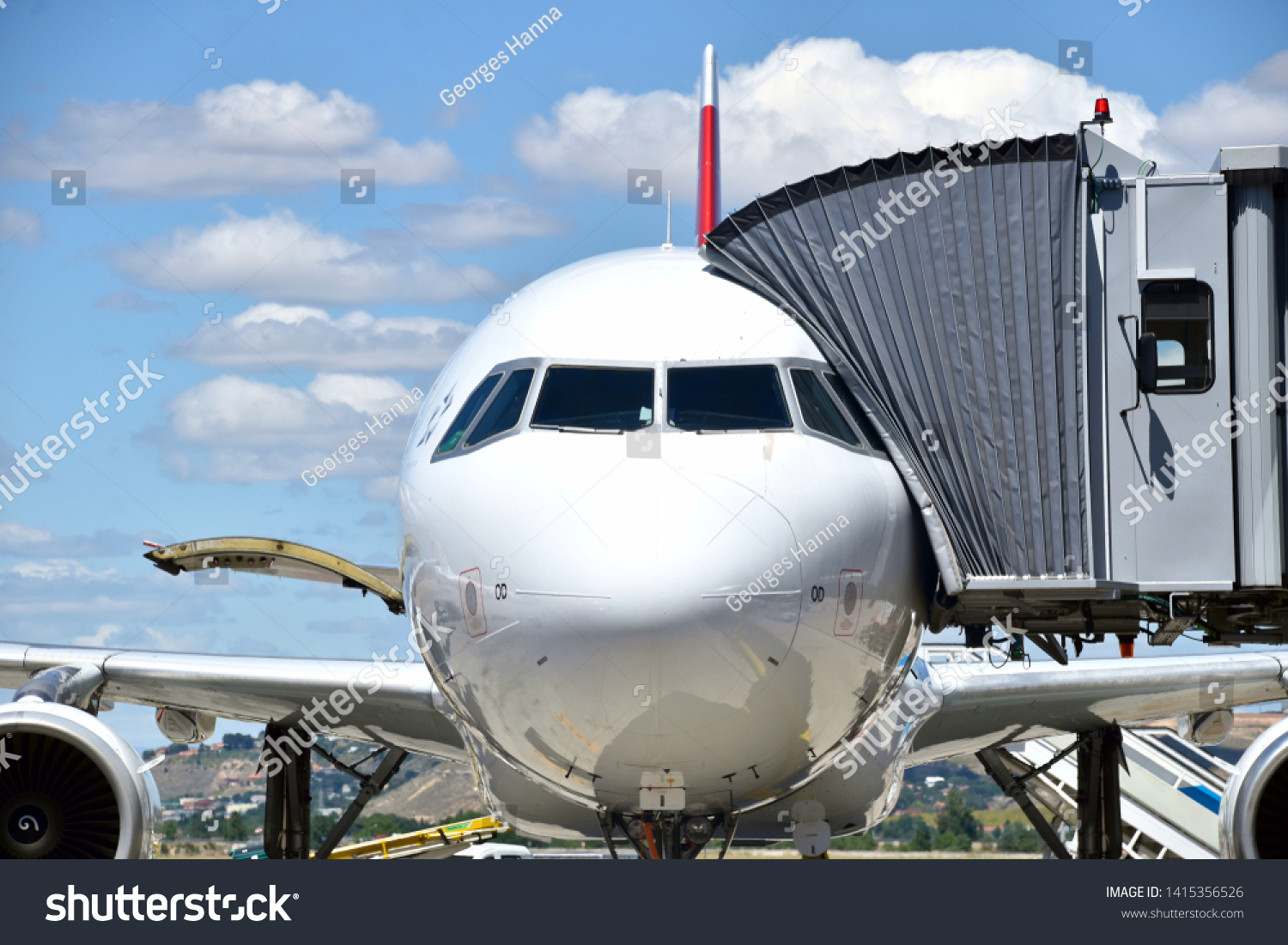 Front Picture Airplane Loading Passengers Before Stock Photo (Edit Now ...