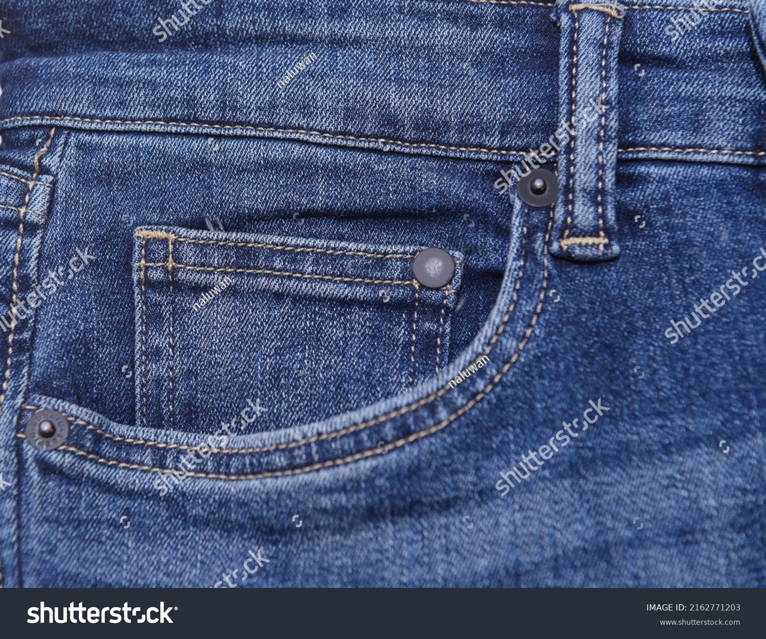 Front View Denim Pocket Closeup Texture Stock Photo 2162771203 ...