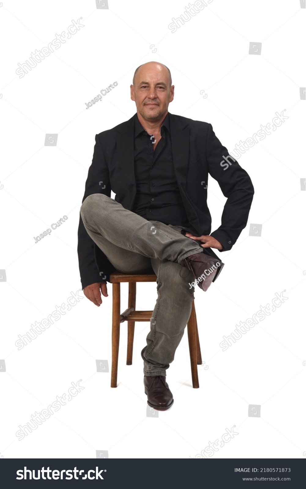 2 252 Man Sitting On Chair Legs Crossed Images Stock Photos Vectors   Stock Photo Front View Of A Full Portrait Of A Man Sitting On Chair With Cross Legged On White Background 2180571873 