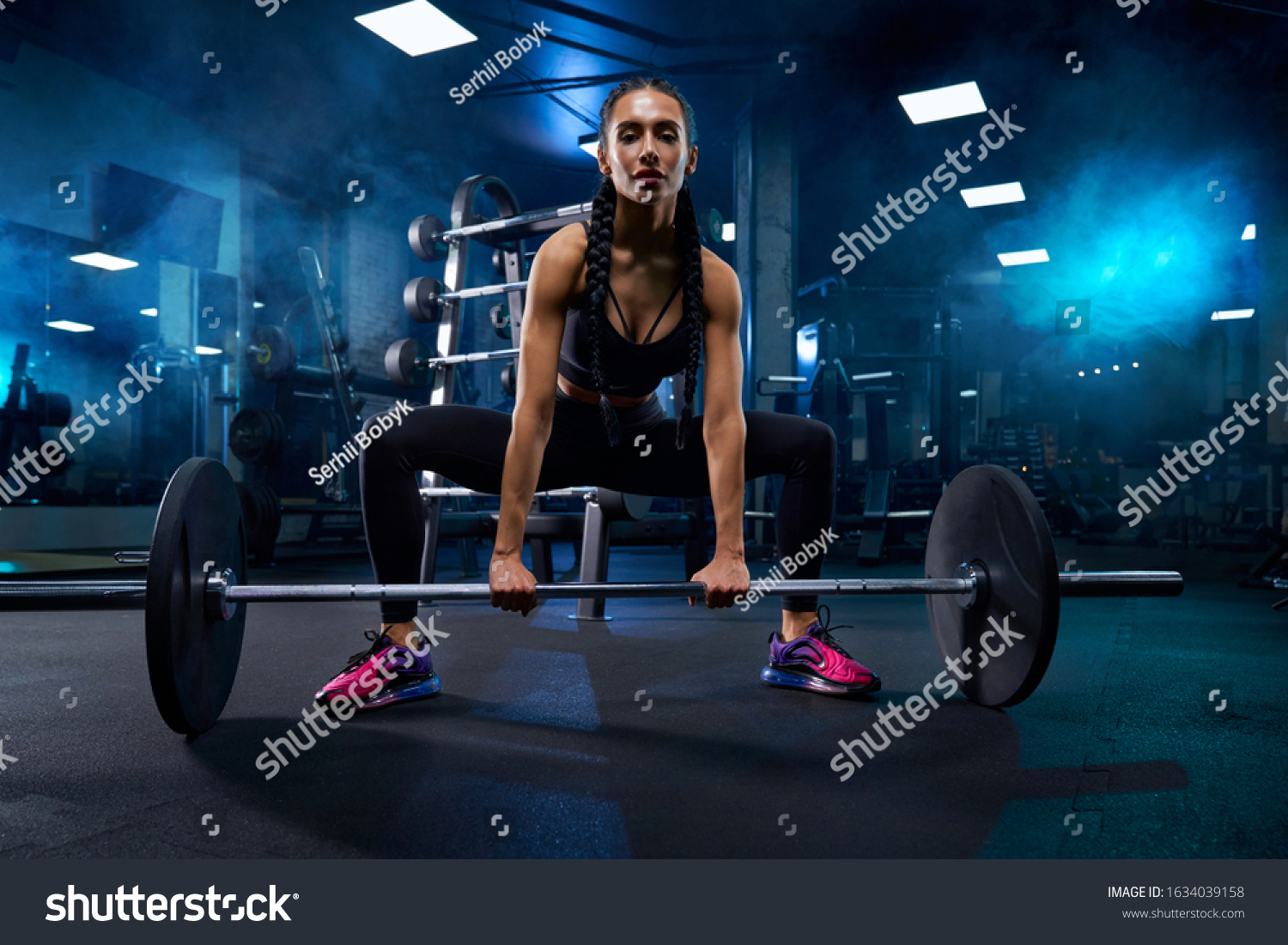 Front View Female Bodybuilder Braids Touching Stock Photo (Edit Now ...