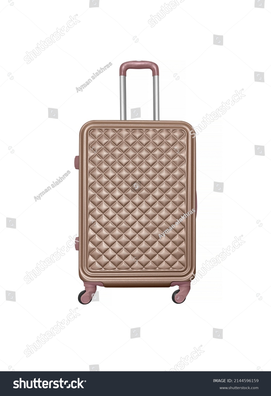 Front View Golden Suitcase Luggage Isolated Stock Photo 2144596159 ...