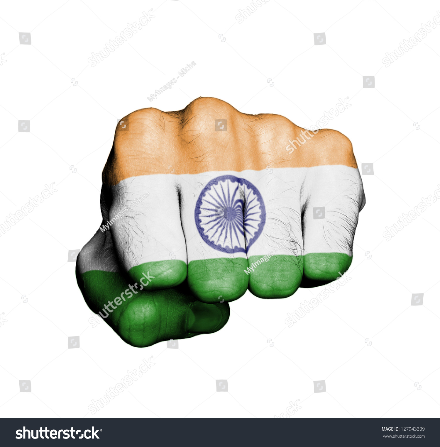 Front View Punching Fist Banner India Stock Illustration 127943309 ...